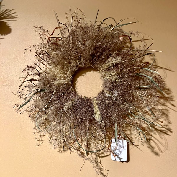 Ornamental Grass Wreath or Candle Holder 10”