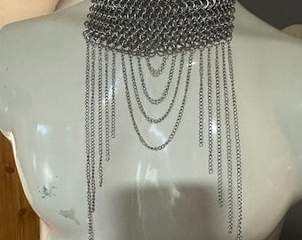 ChainsByC European 4 in1 Chainmaille  Collar Style Necklace with Drip Chains