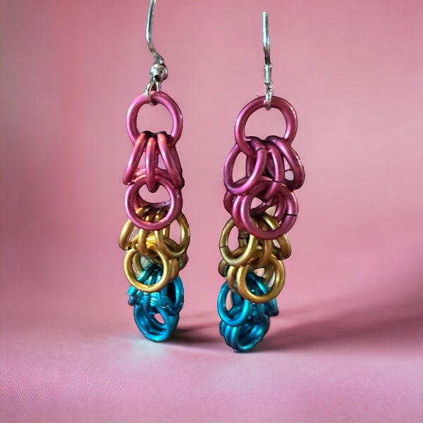 Come on OUT Collection - Vibrant Pansexual Pride Dangle Hoop Earrings, Statement LGBTQ+ Jewelry for Pride Parade, Thoughtful Coming Out Gift