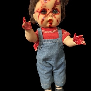 BabyHeadsByC OOAK Hand-Painted Chucky Doll | 12&quot; Horror Movie Art Doll | Child’s Play Collectible | Creepy Home Decor | Halloween Decor