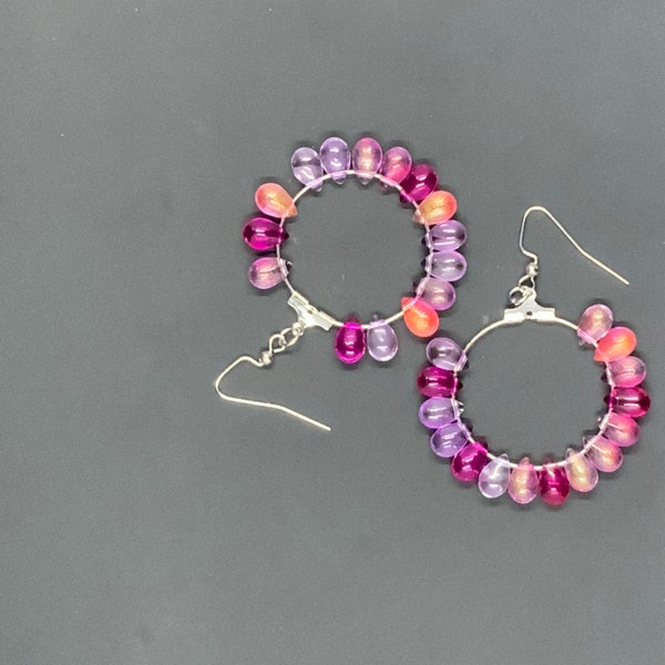 BeadsByC Bohemian Glass Teardrop Hoops, Colorful Beaded Earrings, Perfect for Casual Chic Outfits, Special Friend Gift Idea