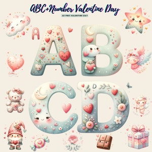 Valentijnsdag kwekerij alfabet, Valentijnsdag kwekerij brieven, Valentijnsdag, 26 Valentijnsdag brieven clipart, Valentijn alfabet