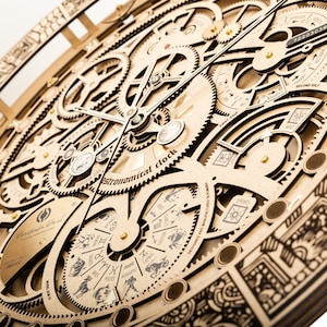 Handmontierte einzigartige astronomische Uhr - ein Luxusgeschenk mit Steampunk-Design mit einem Durchmesser von 55 cm