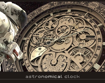 Reloj astronómico único ensamblado a mano: un regalo de lujo con diseño steampunk con 35 cm/13,78 pulgadas de diámetro