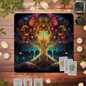 Magic Night Tree Tarot Cloth, Tarot reading Cloth, Fantasy altar cloth, Dark Academia oracle mat, Witchcraft, Esoteric, ritual, gothic
