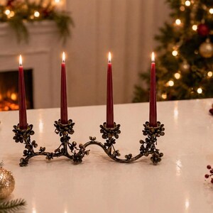 Handmade Floral Candelabra, Vintage Iron Multi-Arm Candle Holder, Luxury Table Decor