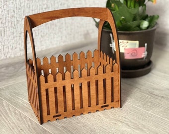 Flower basket svg Laser Cut Wooden Decorative Basket Box Svg Files wooden flowers basket For Wood Laser Cutting Gift Basket Glowforge