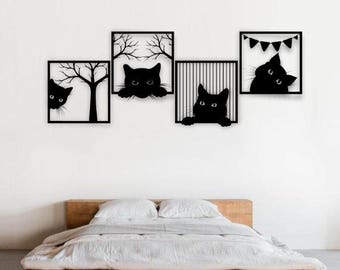 Cat svg laser cut files Cat wall art svg decor Cat laser cut file Cat wall decor Laser cut files Dxf Pdf Svg for Cnc/Cricut Cute cat decor 2