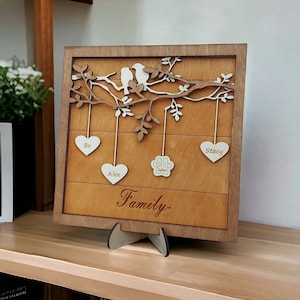 Arbre de vie Stand avec les membres de la famille svg Fichiers Svg découpés au Laser arbre généalogique