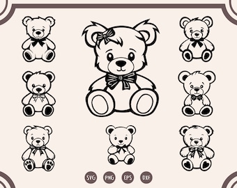 Teddy Bear svg, Teddy Bear svg Bundle, Teddy Bear Clipart, Nursery svg, Teddy Bear Silhouette, Baby Bear svg, png
