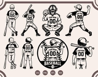 野球選手SVGバンドル｜男の子向けカスタム名入り野球クリップアート