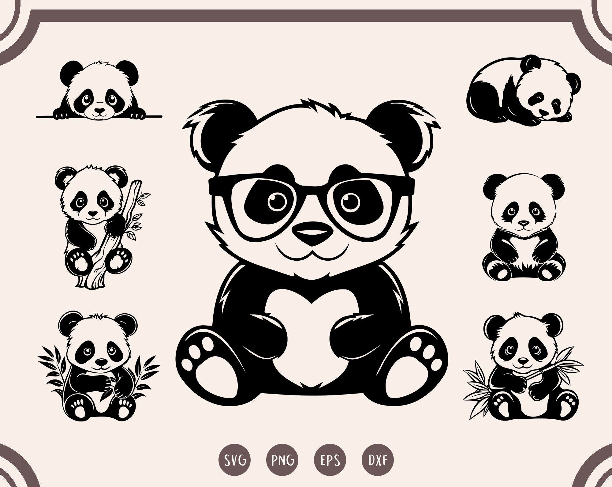 Panda Svg Bundle, Panda Vector Svg, Panda Face Svg, Cute Panda Svg ...