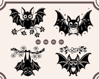 Bat svg, Cute Bat svg, Floral Bat svg, Baby Bat svg,  Halloween Bat svg, Bat Clip Art