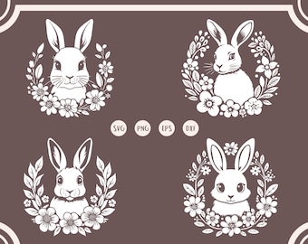 Floral Easter Rabbit SVG Bundle (Digital Download)