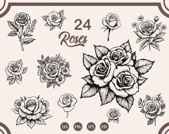 Rose svg Bundle, Rose svg, Rose Clipart, Flower svg, Flower Clipart, Floral svg, png