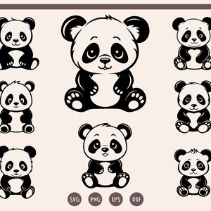 Panda svg Bundle, Panda Vector svg, Panda Face svg, Cute Panda svg, Cartoon Cute Animal svg, png