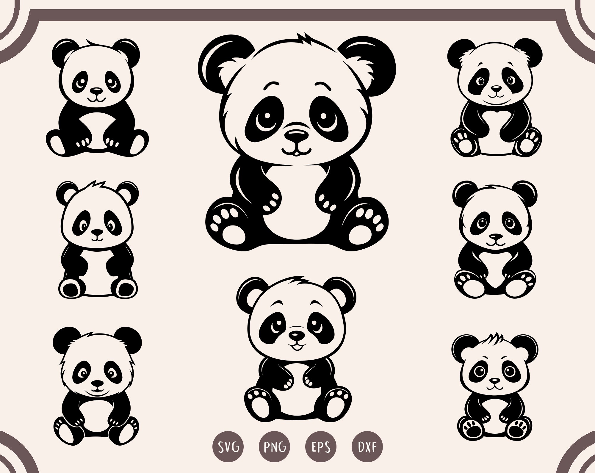 Panda Svg Bundle, Panda Vector Svg, Panda Face Svg, Cute Panda Svg ...