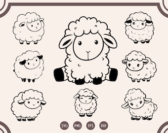 Sheep svg Bundle, Sheep Line Art, Baby Sheep svg, Funny Sheep svg, png