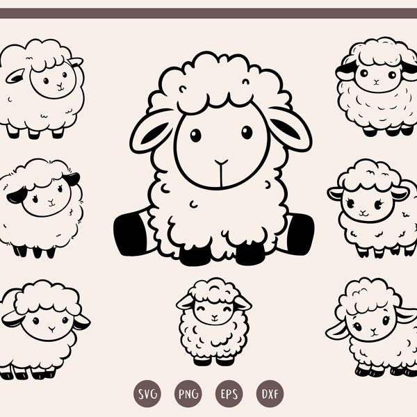 Sheep svg Bundle, Sheep Line Art, Baby Sheep svg, Funny Sheep svg, png