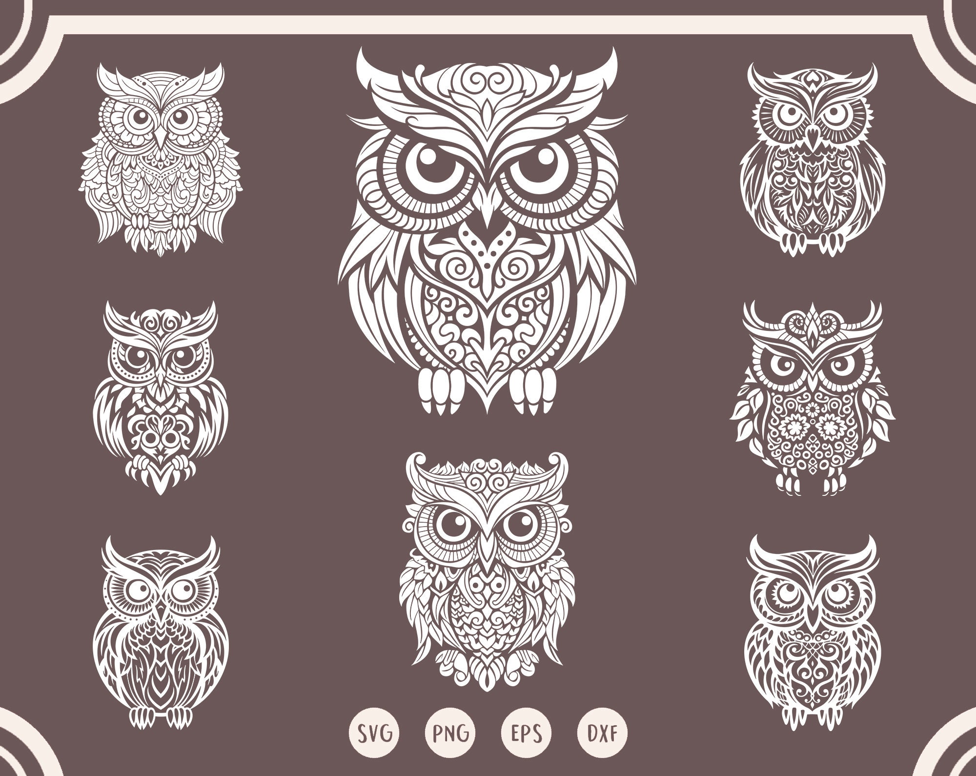 Owl Mandala svg Bandle, Mandala Owl svg, Owl Silhouette, Owl Tattoo svg, Owl Head svg, png