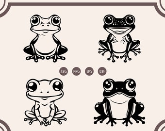 Süßer Frosch-Svg-Bundle, Frosch-Svg, süßer Baby-Frosch, Frosch-Silhouette, süßer Frosch-Svg, png