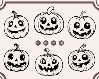 Jack O'Lantern SVG: Halloween Pumpkin Face Bundle (Digital Files)