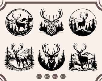 Deer in the Forest svg Bundle, Deer Clipart, Forest svg, Deer in the Woods, Deer in the Forest svg, Forest Silhouette svg, png