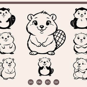 Beaver svg, Cute Beaver svg Bundle, Beaver Clipart, Happy Beaver svg, png