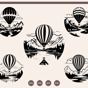 Hot Air Balloon svg Bundle, Balloons Cricut, Hot Air Balloon Vector, Hot Air Balloon Clipart, Air Balloon Silhouette svg, png