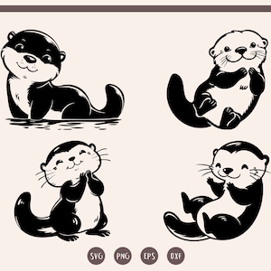 かわいいカワウソのバンドル svg、かわいいカワウソ svg、海の動物愛好家、面白いカワウソ svg、png