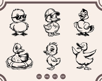 Lustiges Enten-Svg-Bundle, Enten-Svg, Ente mit Brille, süße Ente Clipart, glückliche Ente svg, png
