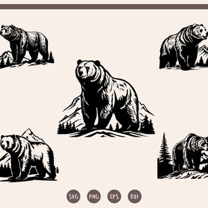 Bear With Mountains svg Bundle, Bear svg, Bear head svg, png