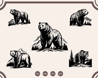 Bear With Mountains svg Bundle, Bear svg, Bear head svg, png