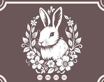Easter Floral Rabbit svg, Flower Bunny svg, Flower Rabbit Easter svg, png
