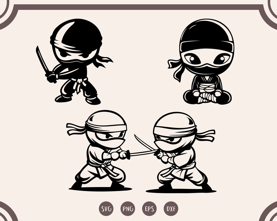 Ninja Svg Bundle, Cute Ninja Svg, Female Ninja Clipart, Kids Ninja Svg ...