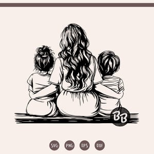 息子と娘を持つ母親 svg、娘と息子を持つ母親 svg バンドル、男の子と女の子の母親 svg、母の日 svg