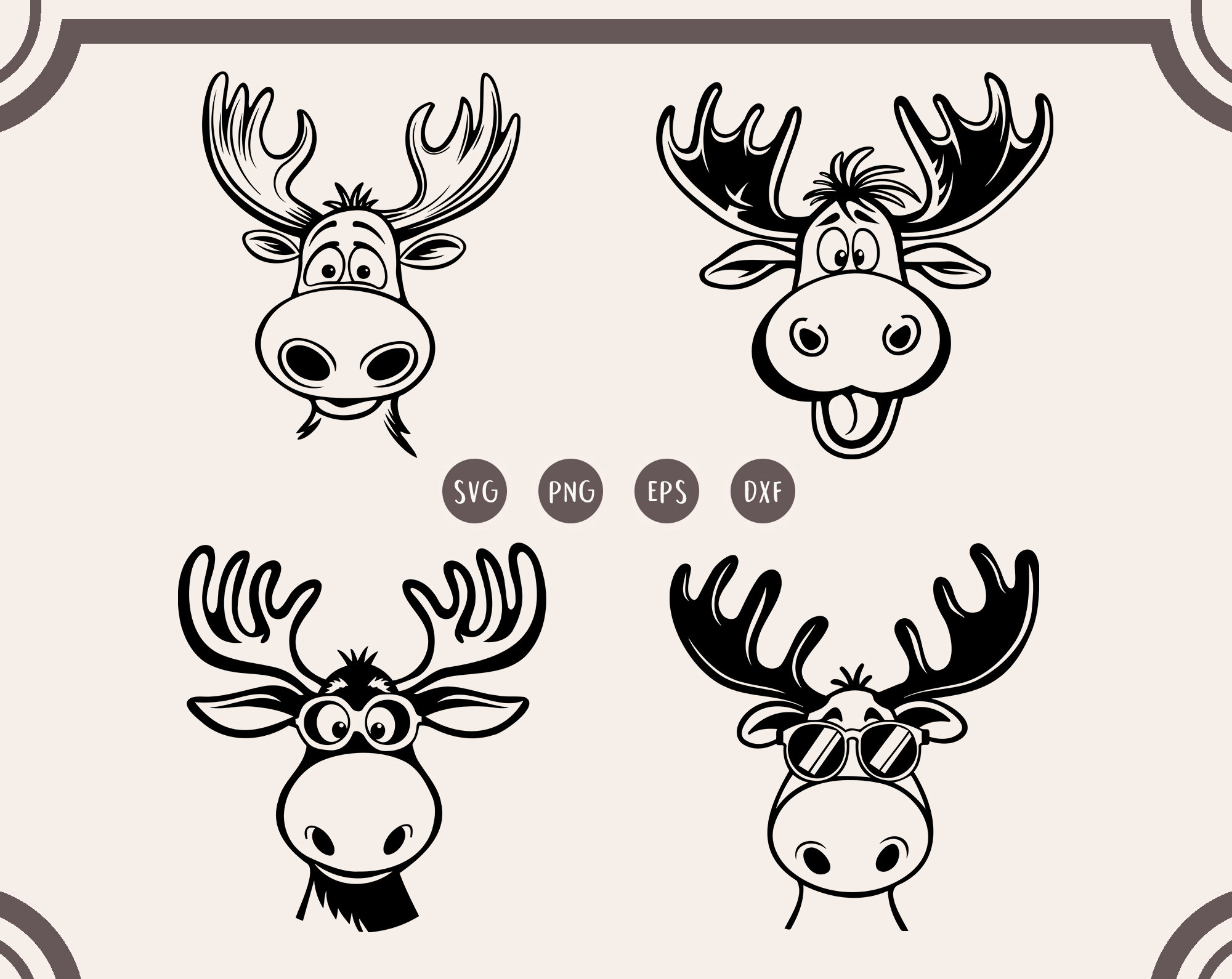 Moose svg, Funny Moose svg Bundle, Moose Wearing Sunglasses svg, Moose Head svg, png