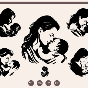 Mom and Baby svg Bundle, Mothers Day svg, Mom Holding Baby svg, png