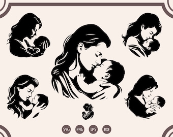 Mom and Baby svg Bundle, Mothers Day svg, Mom Holding Baby svg, png