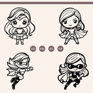 Superhero Girl svg Bundle, Superhero Clipart, Superhero W-Woman, Superhero Female svg, png