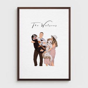 Personalized Watercolor Drawing, Minimal Portrait from photo, Family Portrait, Couples Portrait, Anniversary Gift, Christmas Gift