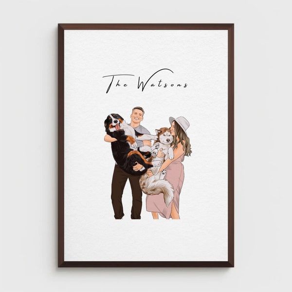 Custom couple print, Gifts For Couple, Personalized Couple Portrait Gifts, Valentine's Day Gift