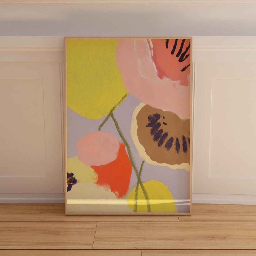 Abstract Floral Art Print: Bold Colorful Still Life, Boho Home Decor ...