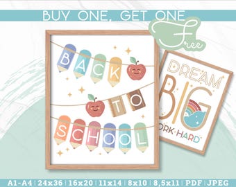 Back to School Poster Set: Motivational Classroom Decor (Digital Download, PDF/JPEG, Multiple Sizes)