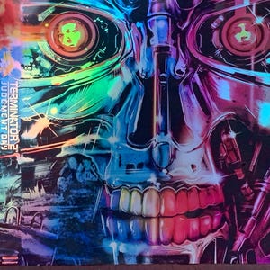 Blu-ray print Terminator 2 Ultra 4K SteelBook converted to vinyl holographic. Case cover insert