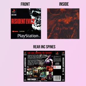 Resident Evil 2 .PS1 case boxart slip covers. Gloss prints Playstation 1