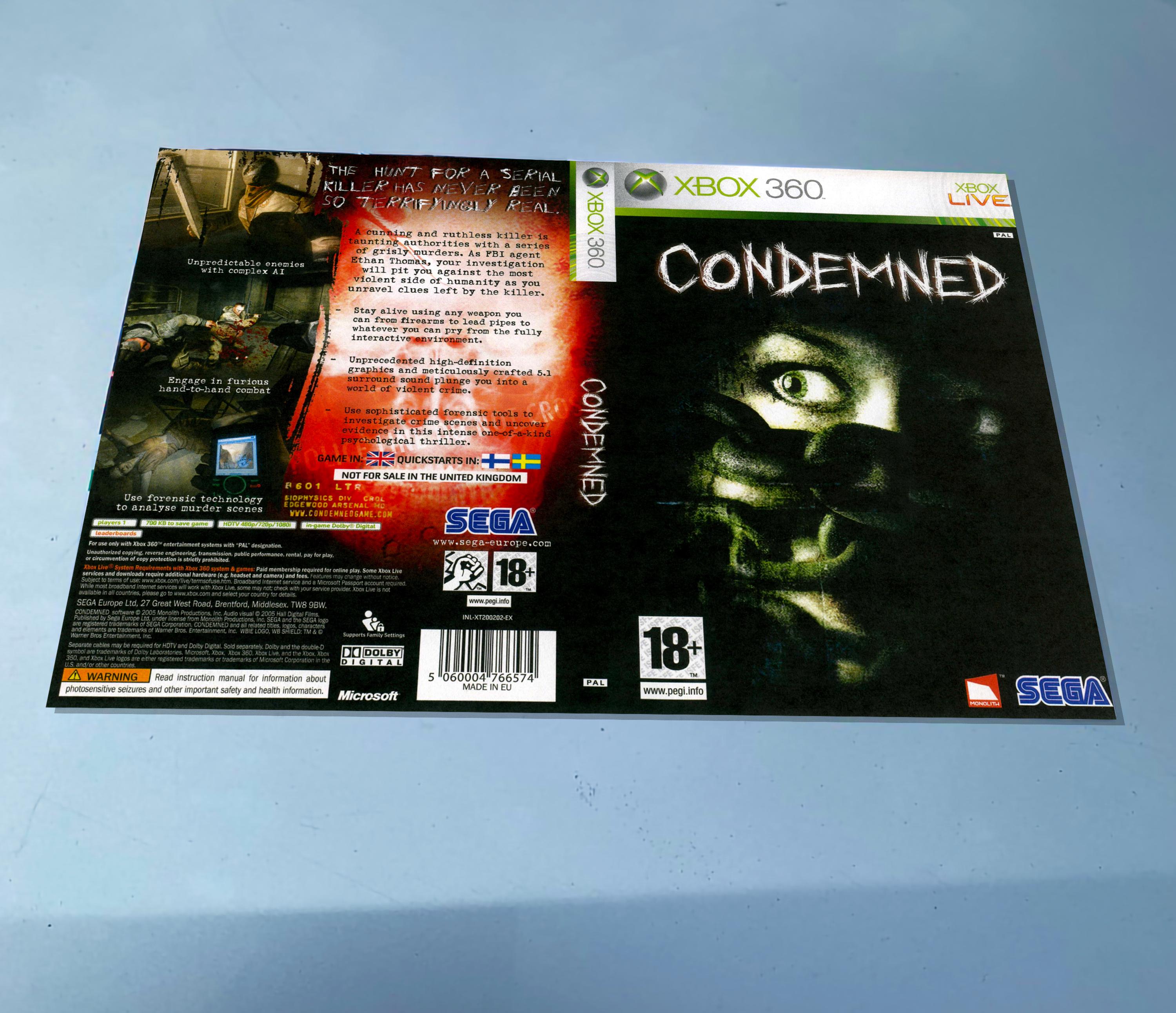 Jeu Condemned Pour Xbox 360 – Version PAL FR Complète Avec Notice, Bon état
