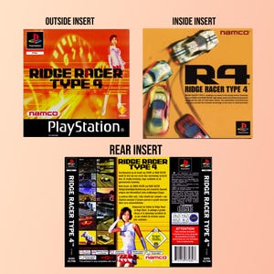 Ridge Racer Type 4 . R4. PS1 case boxart slip covers. Gloss Playstation 1