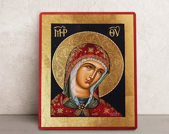 Byzantine Orthodox Virgin Mary Icon • Handpainted Religious Art • Greek Orthodox Gift