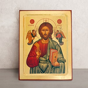 Byzantine Icon of Jesus Christ • Greek Orthodox Icon • Hand-Painted Pantocrator Icon • Sacred Christian Art • Religious Gift from Greece